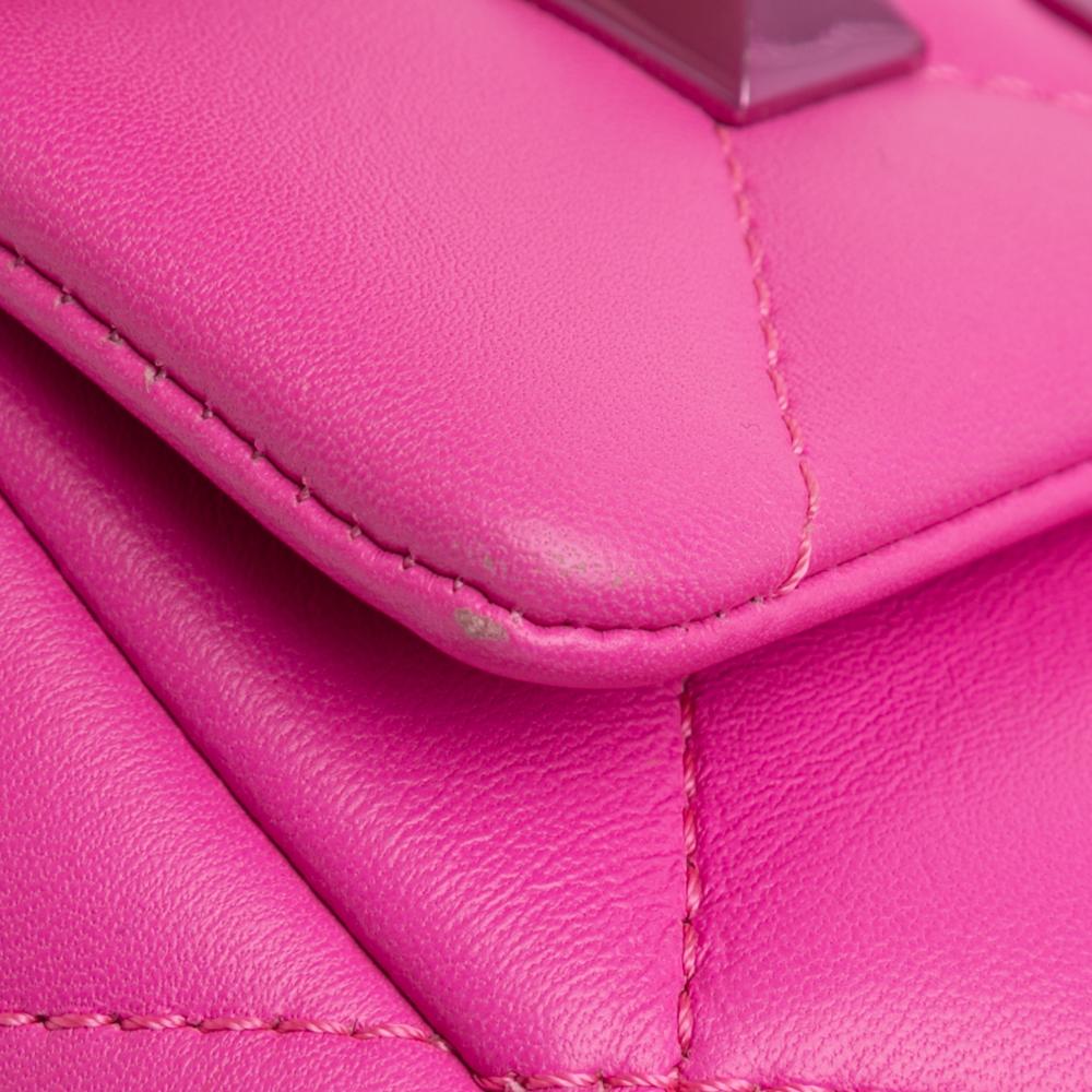 Valentino Pink Small Nappa Lacquer Monochrome Roman Stud Satchel Italy