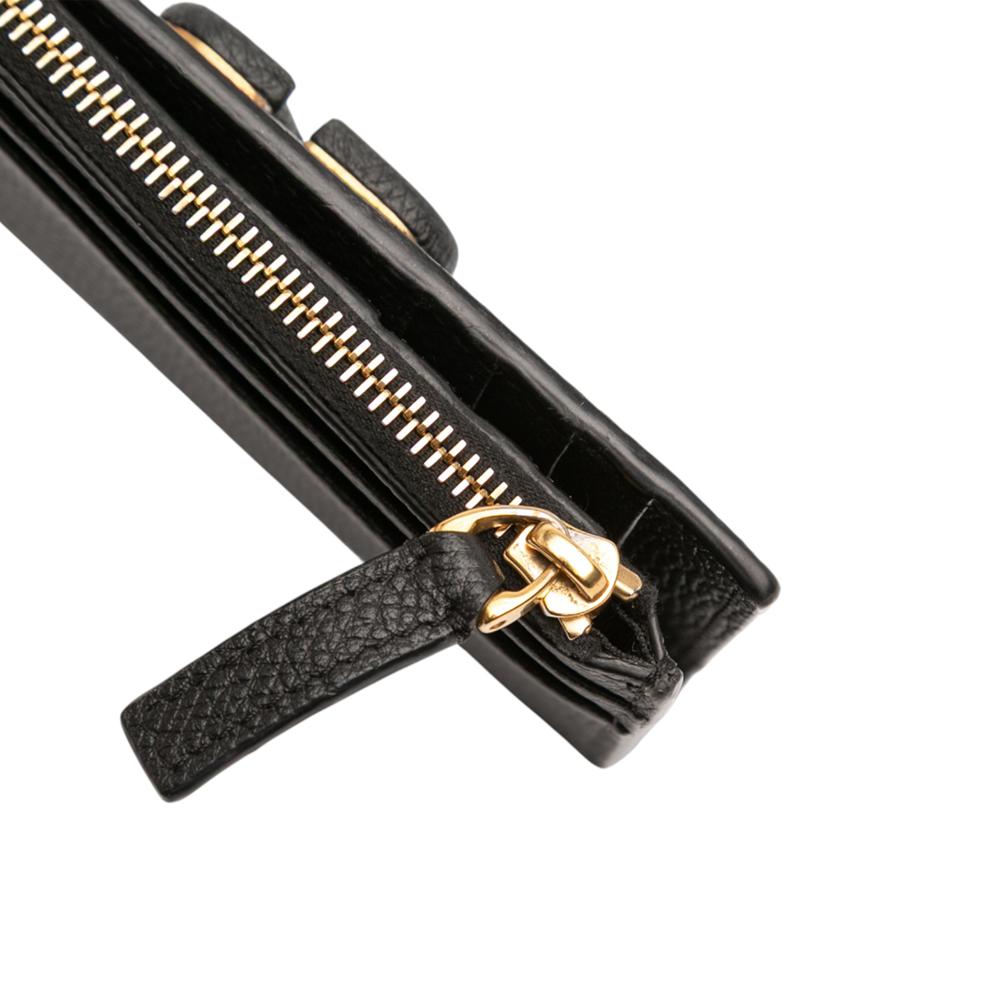 Valentino B Valentino Black Calf Leather VLogo Bifold Wallet Italy