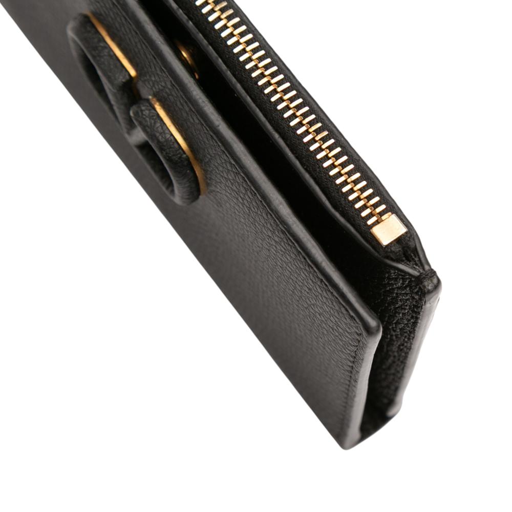Valentino B Valentino Black Calf Leather VLogo Bifold Wallet Italy