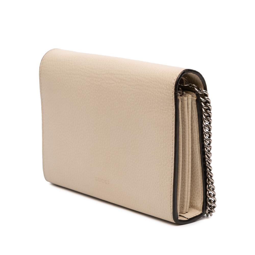Gucci AB Gucci Brown Beige Calf Leather Mini Dionysus Wallet on Chain Italy