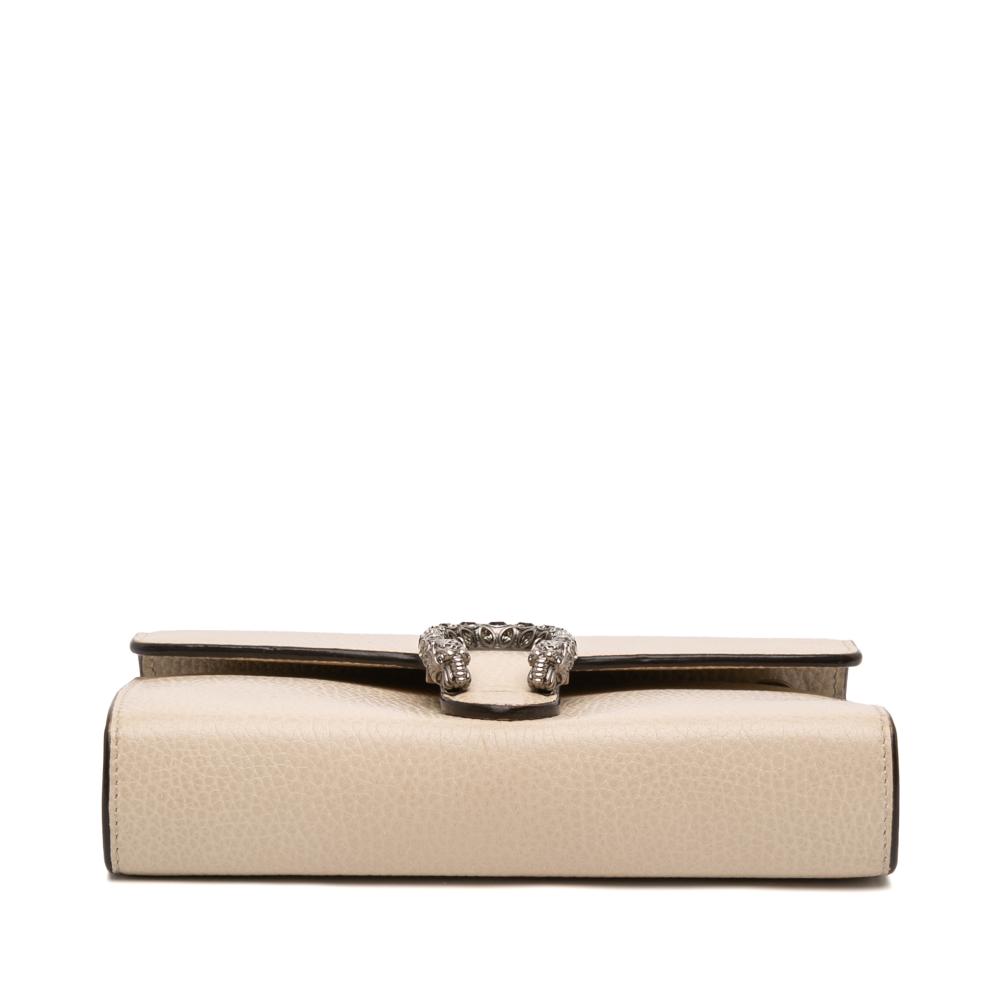 Gucci AB Gucci Brown Beige Calf Leather Mini Dionysus Wallet on Chain Italy