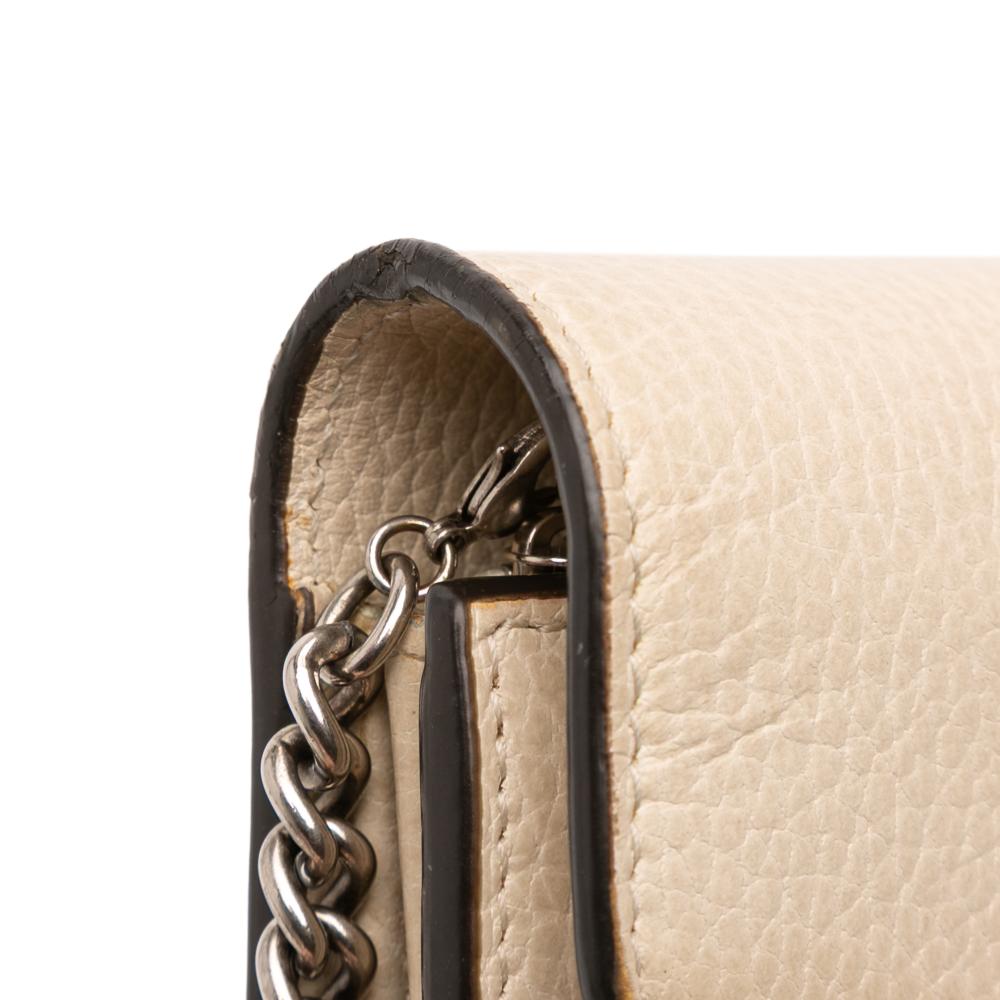 Gucci AB Gucci Brown Beige Calf Leather Mini Dionysus Wallet on Chain Italy