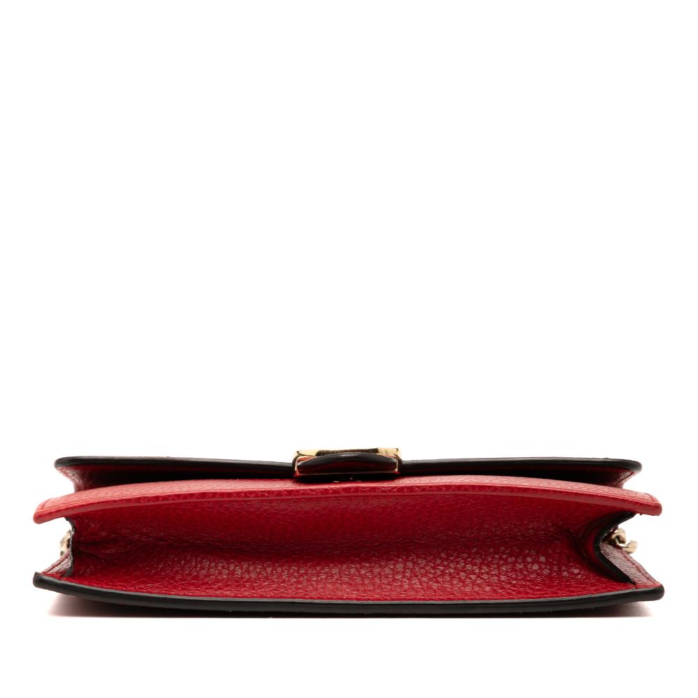 Gucci AB Gucci Red Calf Leather Interlocking G Dollar Wallet on Chain Italy