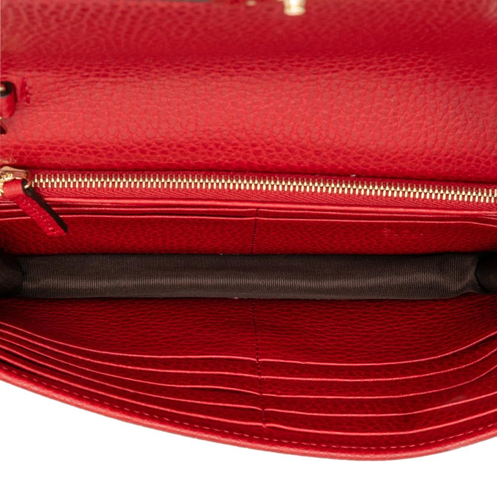 Gucci AB Gucci Red Calf Leather Interlocking G Dollar Wallet on Chain Italy