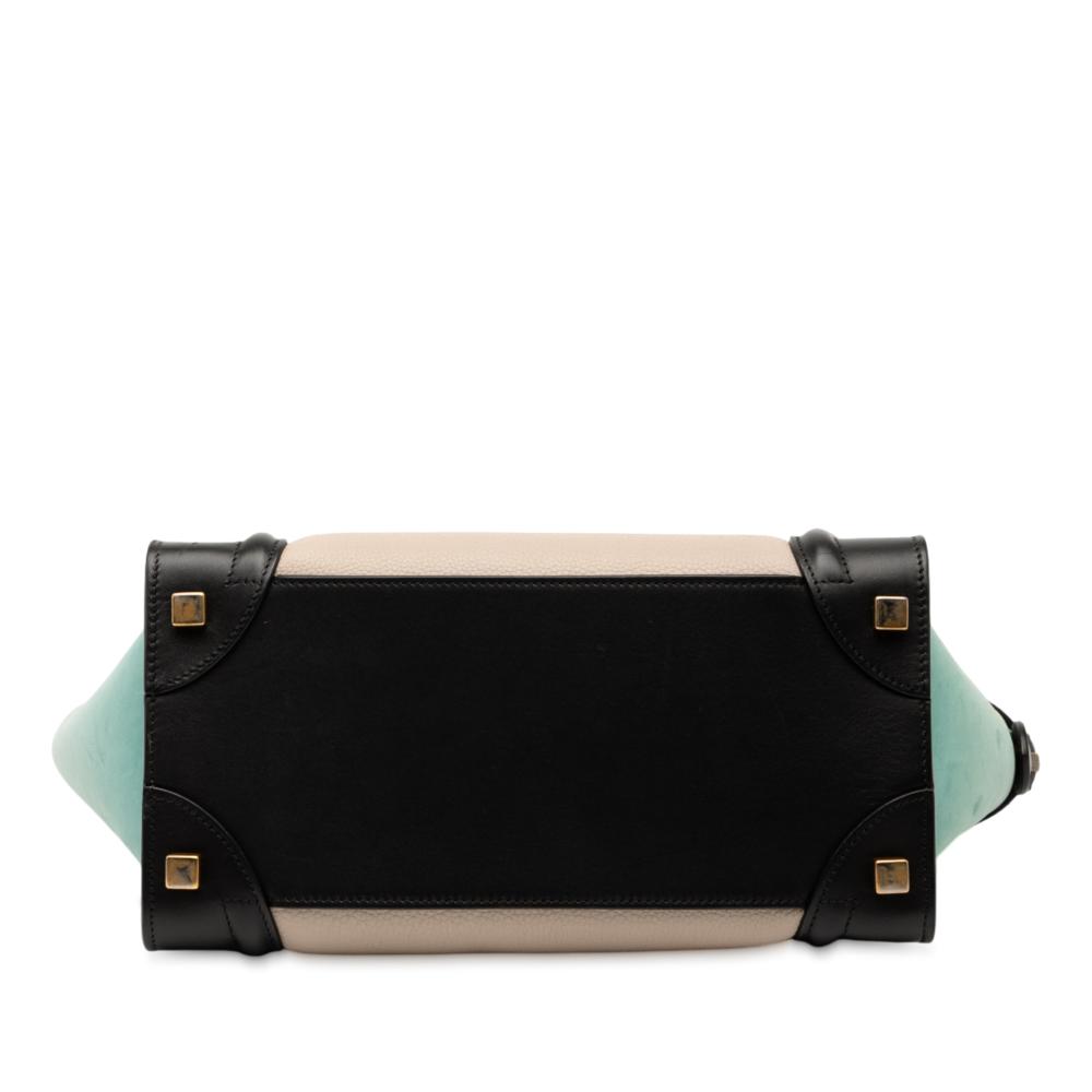 Celine B Celine Brown Beige with Multi Calf Leather Micro Tricolor Luggage Tote Italy