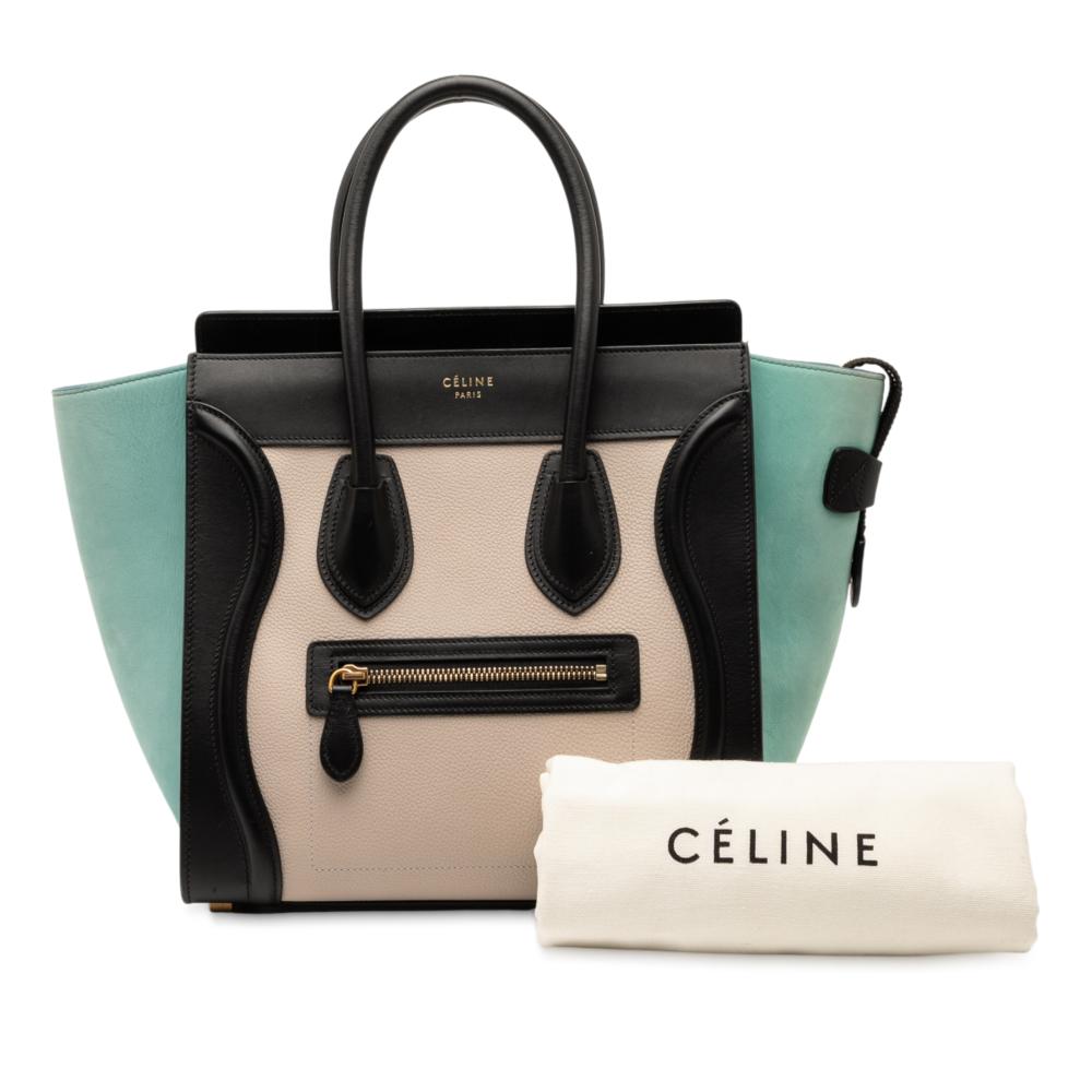 Celine B Celine Brown Beige with Multi Calf Leather Micro Tricolor Luggage Tote Italy
