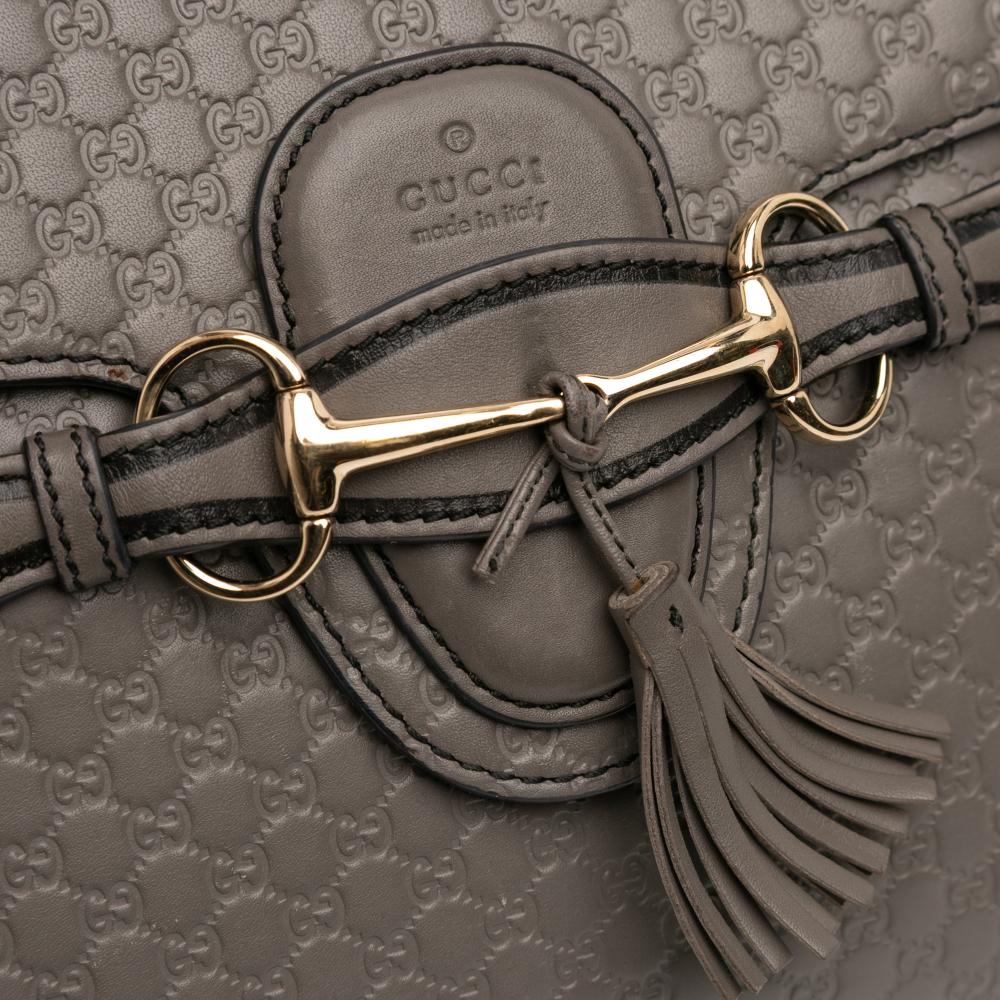 Gucci B Gucci Brown Taupe Calf Leather Medium Microguccissima Emily Shoulder Bag Italy