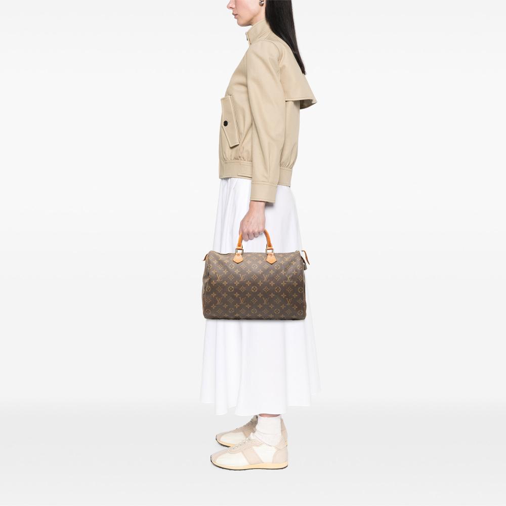 Louis Vuitton B Louis Vuitton Brown Monogram Canvas Fabric Monogram Speedy 35 France