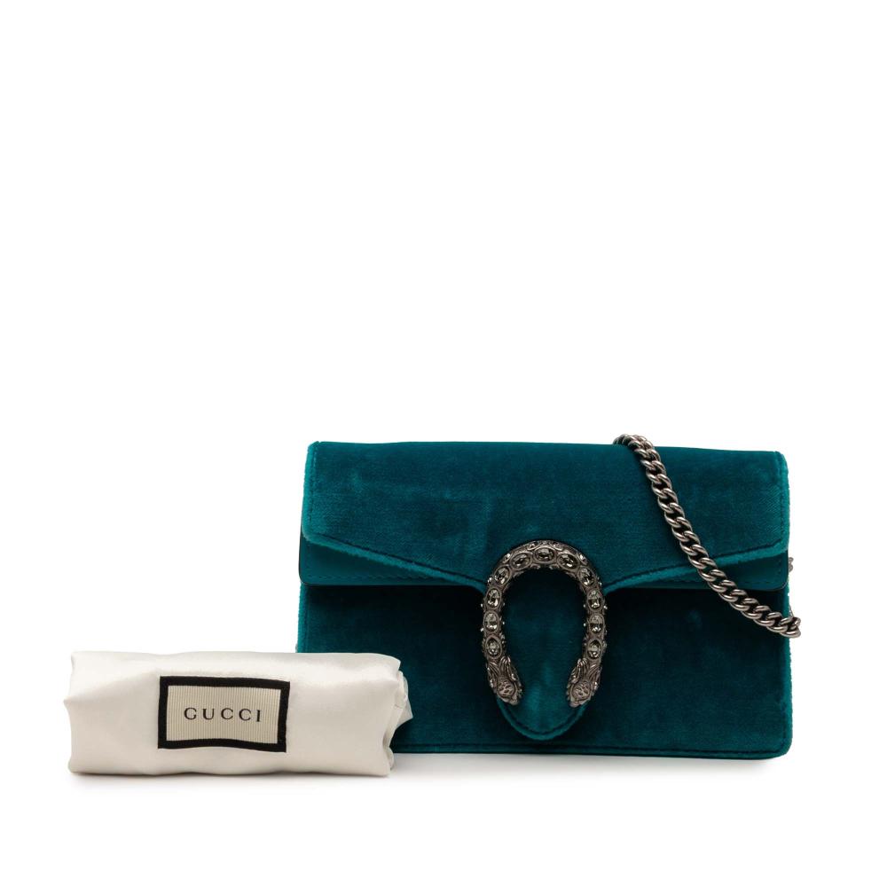 Gucci AB Gucci Blue Velvet Fabric Mini Dionysus Crossbody Italy