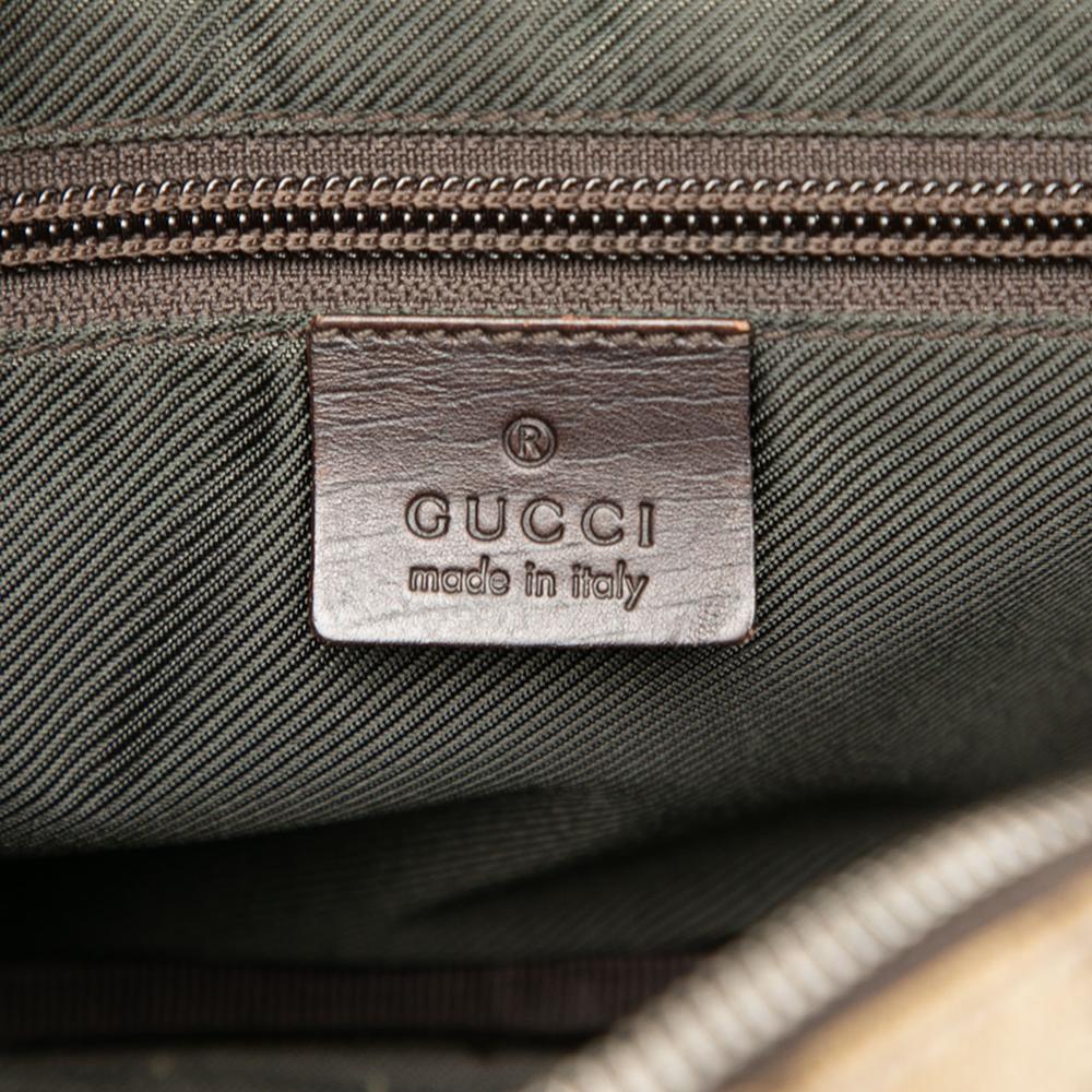 Gucci B Gucci Brown Beige Coated Canvas Fabric GG Supreme Crossbody Italy