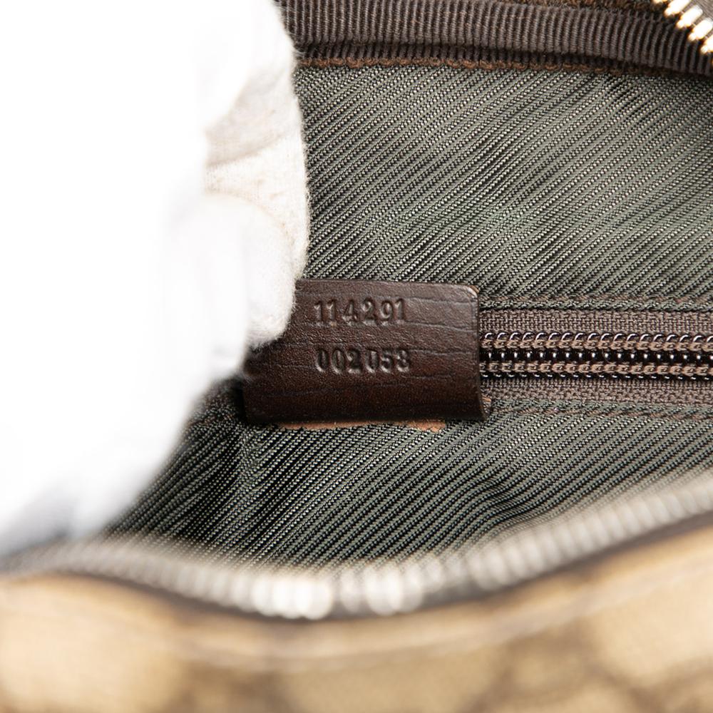 Gucci B Gucci Brown Beige Coated Canvas Fabric GG Supreme Crossbody Italy