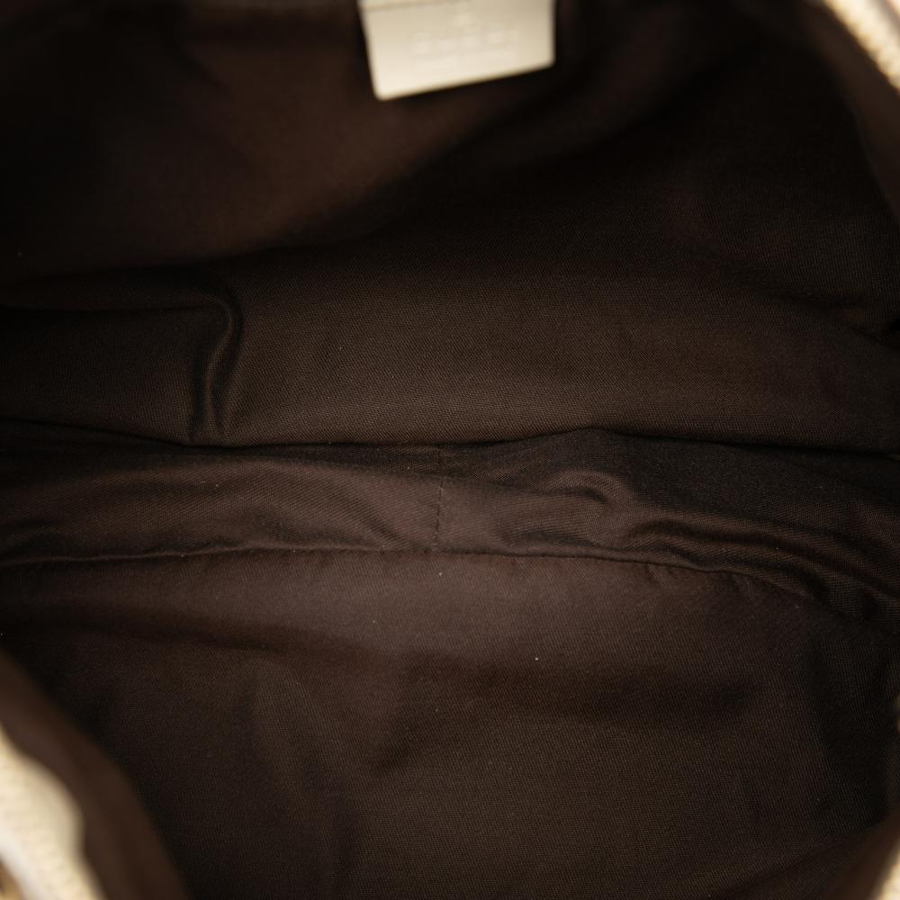 Gucci B Gucci Brown Beige Canvas Fabric GG Sukey Shoulder Bag Italy