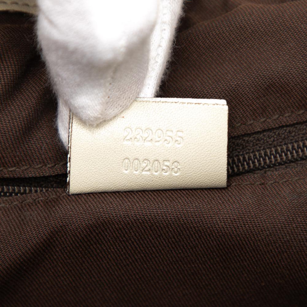 Gucci B Gucci Brown Beige Canvas Fabric GG Sukey Shoulder Bag Italy