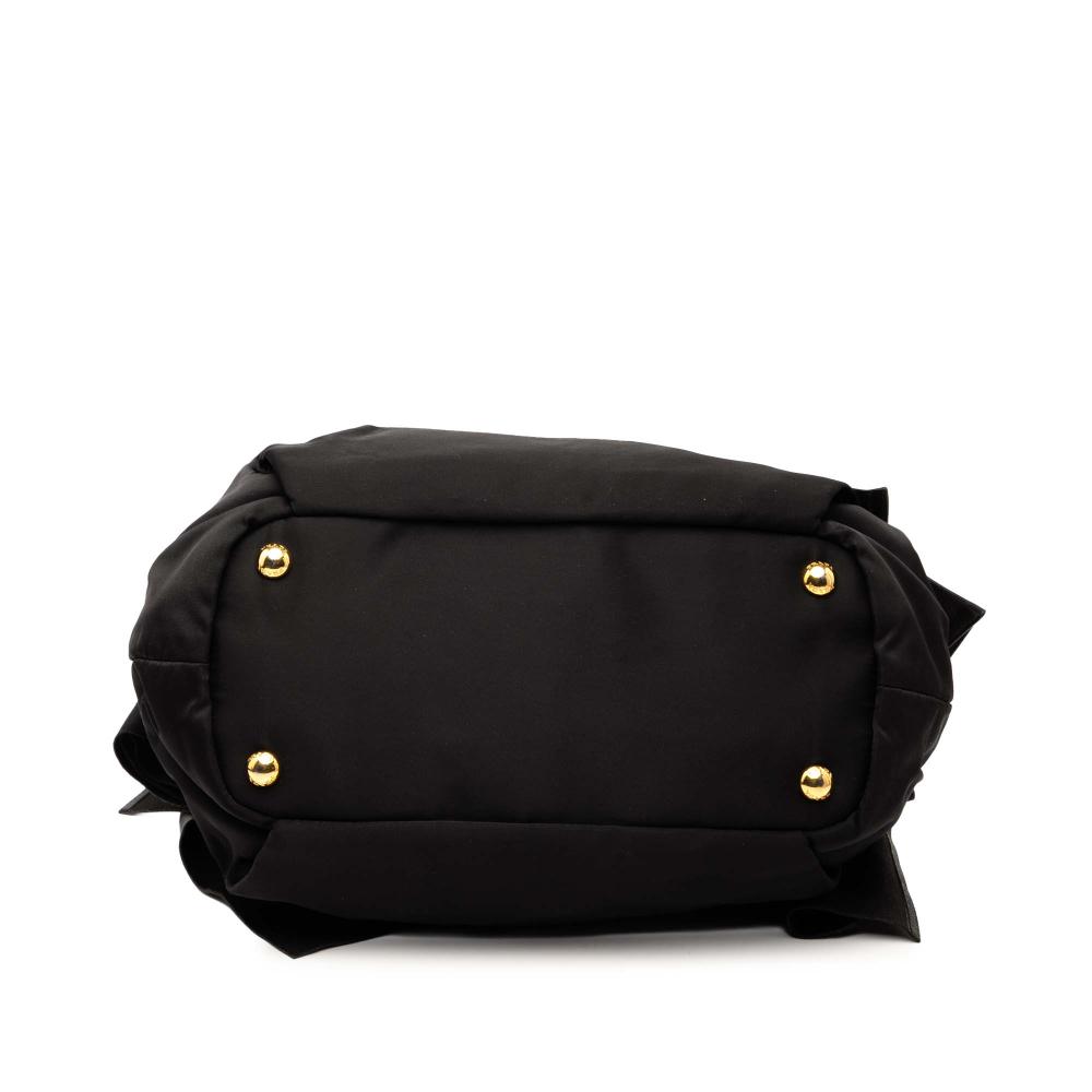 Prada AB Prada Black Nylon Fabric Tessuto Logo Bow Satchel Italy