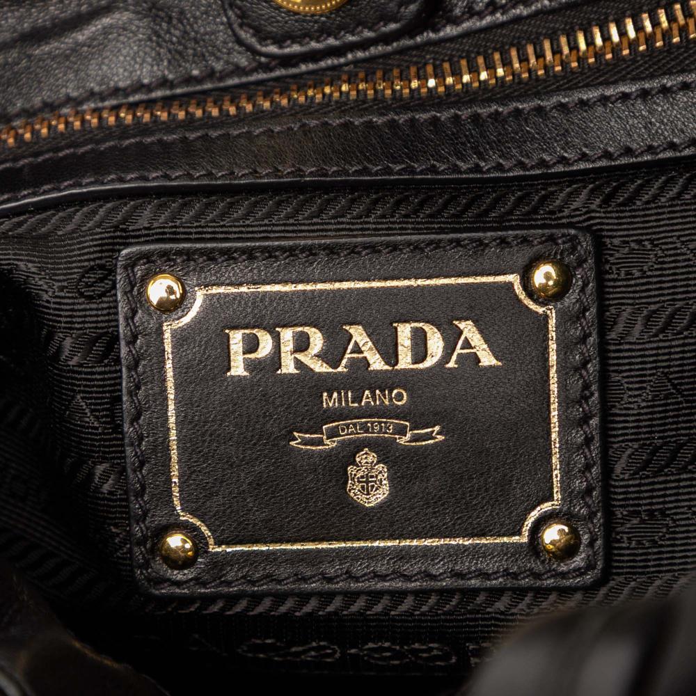Prada AB Prada Black Nylon Fabric Tessuto Logo Bow Satchel Italy