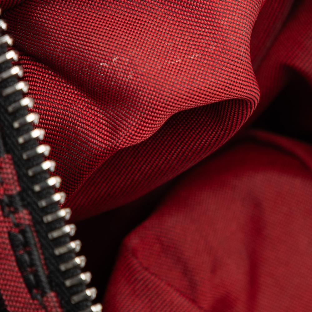 Fendi B Fendi Red Dark Red Canvas Fabric Zucchino Oyster Hobo Italy