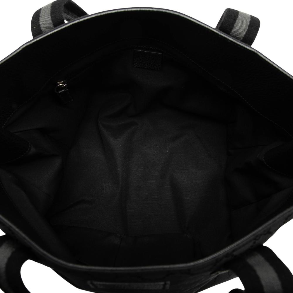 Gucci AB Gucci Black Nylon Fabric GG Web Tote Italy