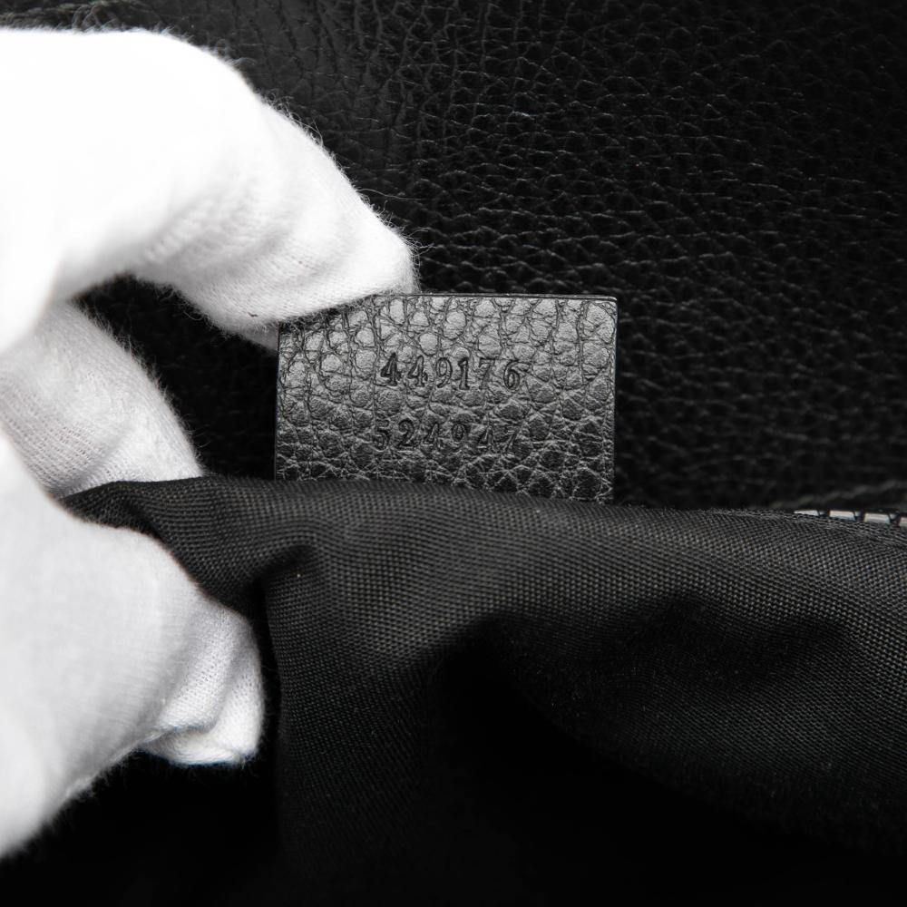 Gucci AB Gucci Black Nylon Fabric GG Web Tote Italy