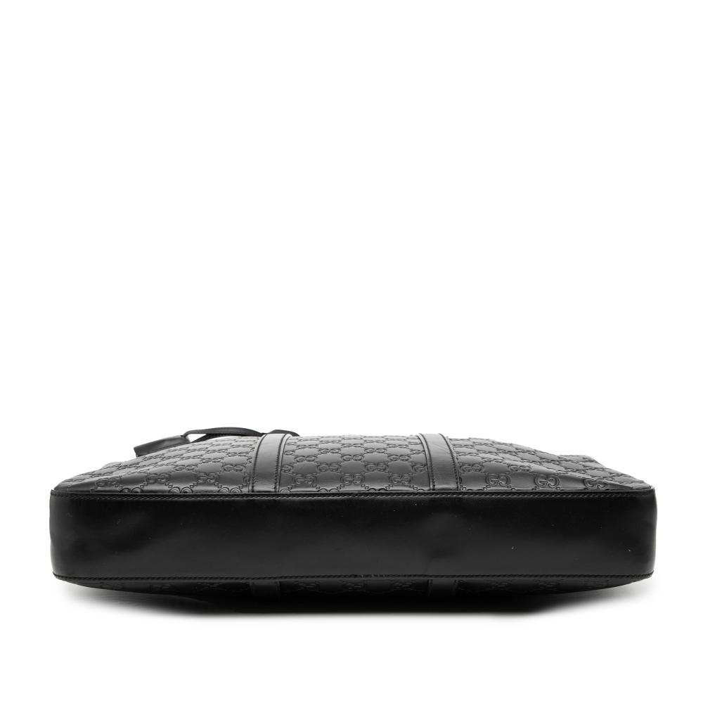 Gucci B Gucci Black Calf Leather Guccissima Business Bag Italy