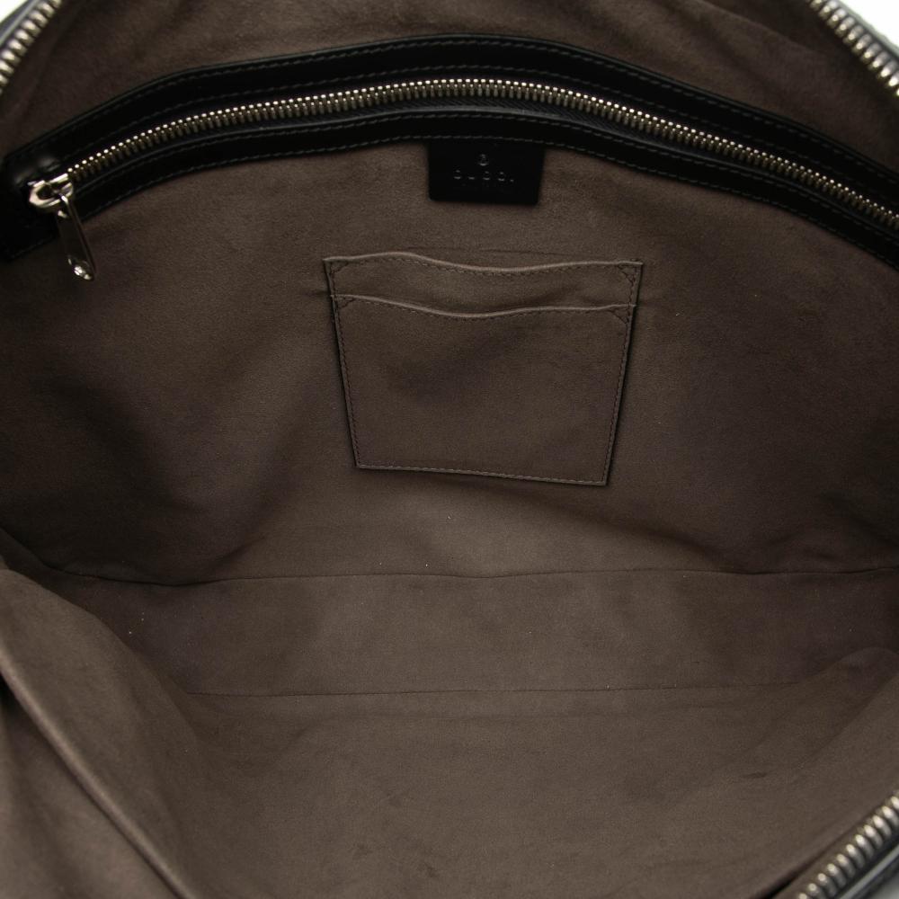 Gucci B Gucci Black Calf Leather Guccissima Business Bag Italy