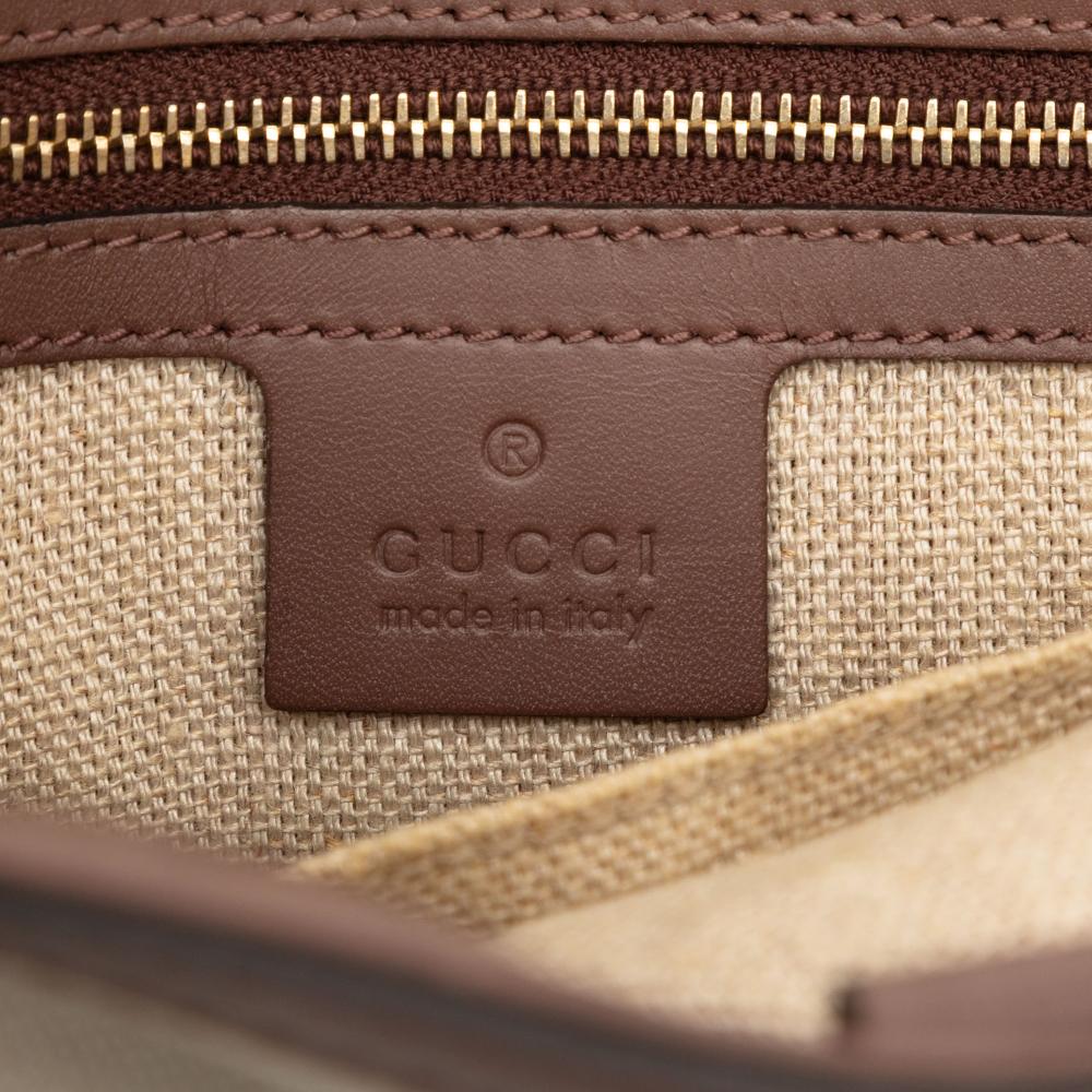 Gucci B Gucci Brown Light Beige Canvas Fabric Small Logo Craft Tote Italy