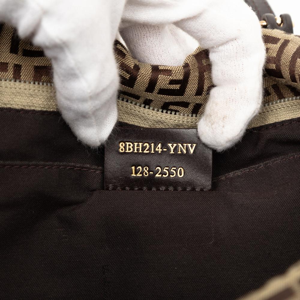 Fendi B Fendi Brown Beige Canvas Fabric Mini Zucchino Superstar Tote Italy