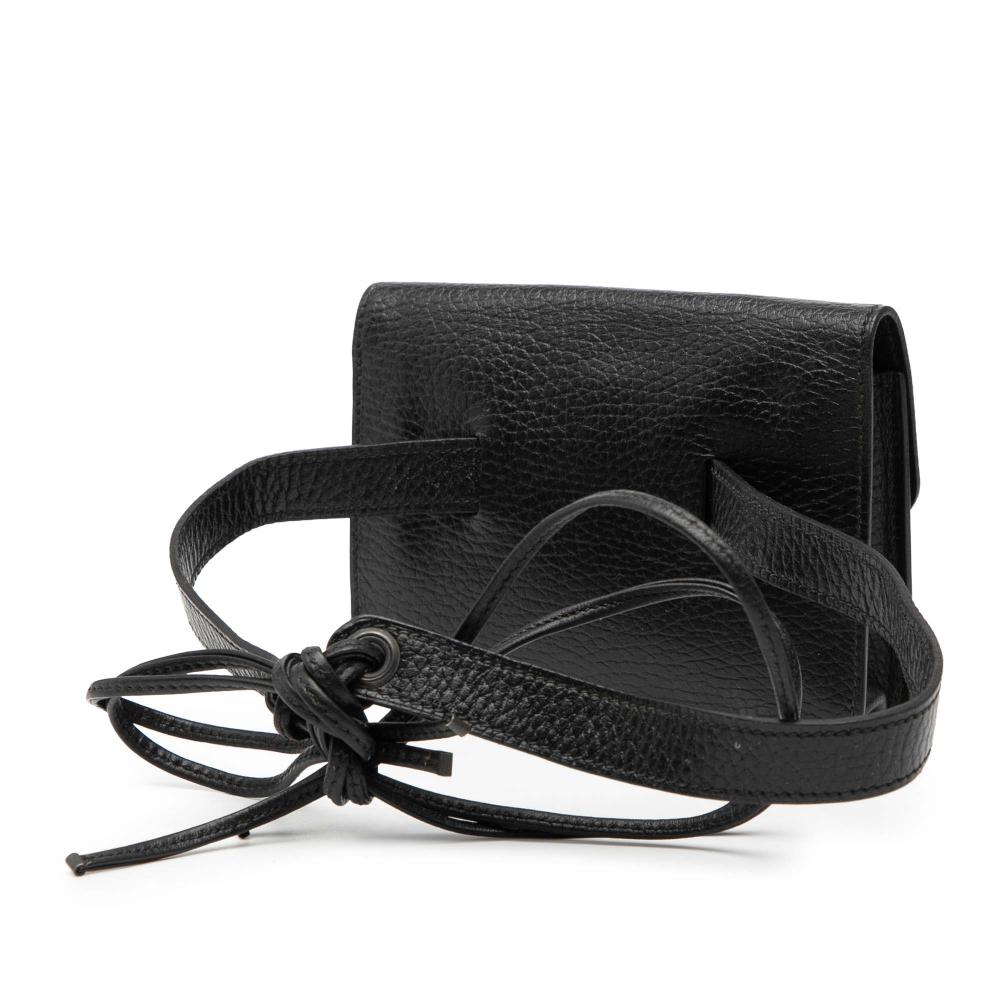 Hermès AB Hermès Black Calf Leather Courchevel Pochette Bum Bag France