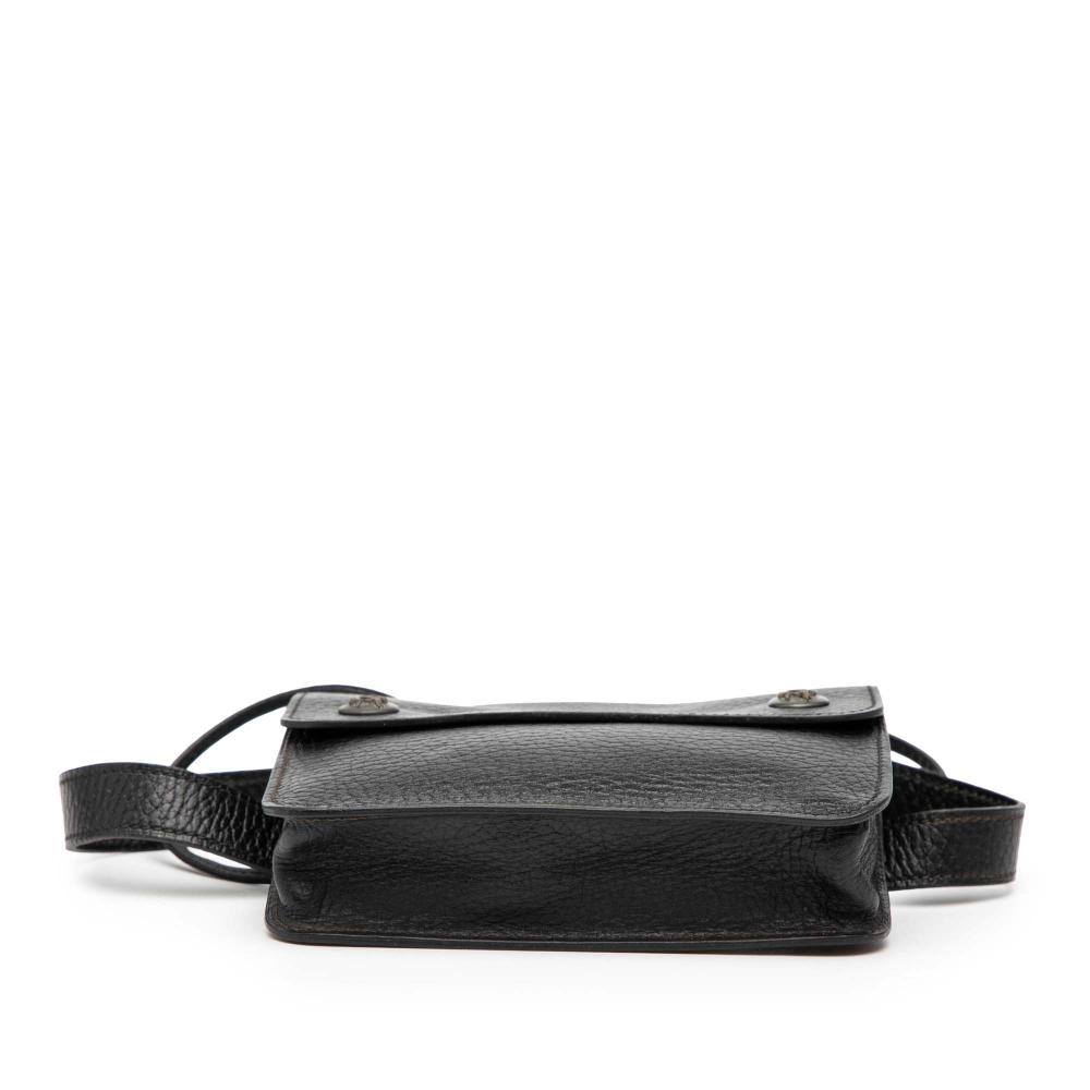 Hermès AB Hermès Black Calf Leather Courchevel Pochette Bum Bag France