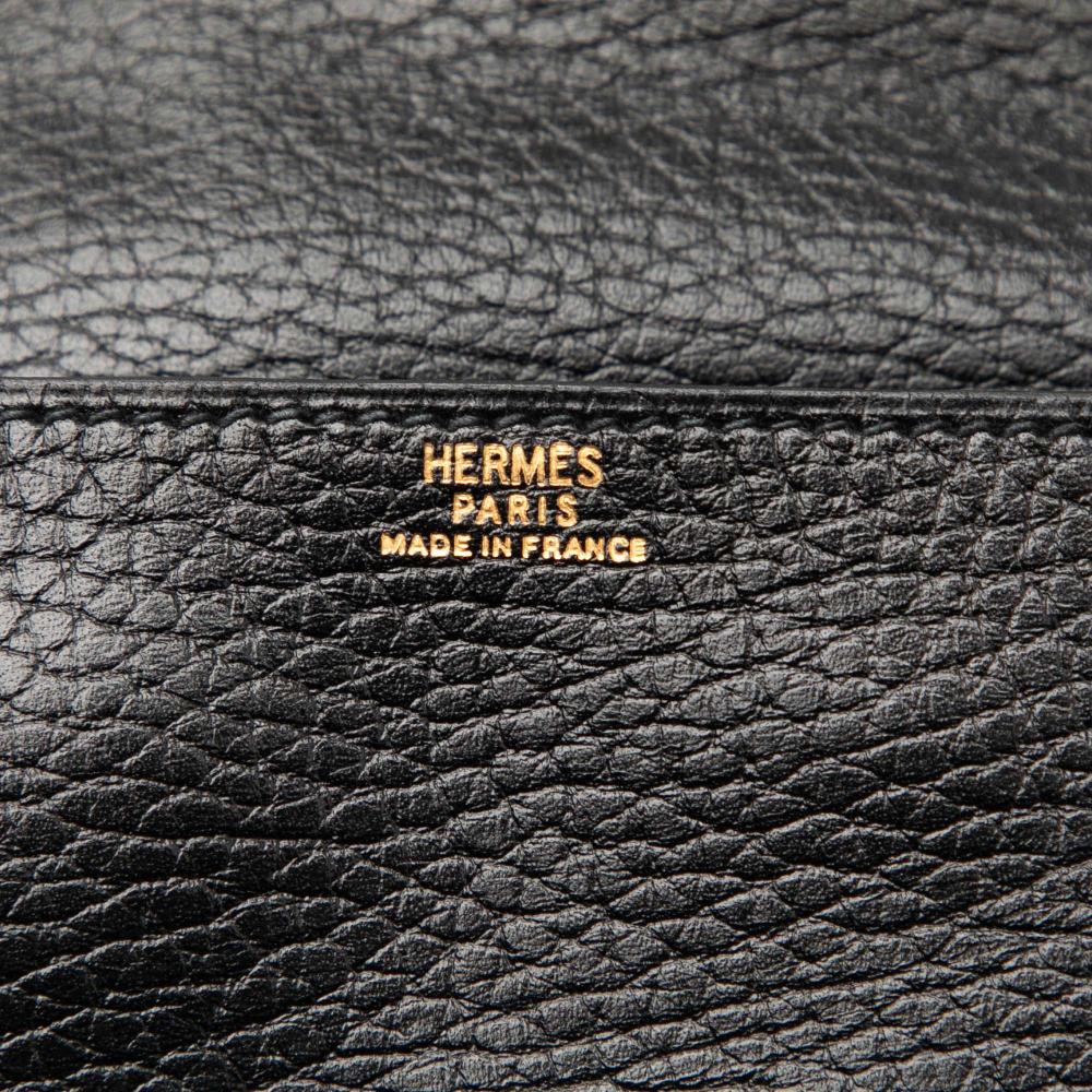 Hermès AB Hermès Black Calf Leather Courchevel Pochette Bum Bag France