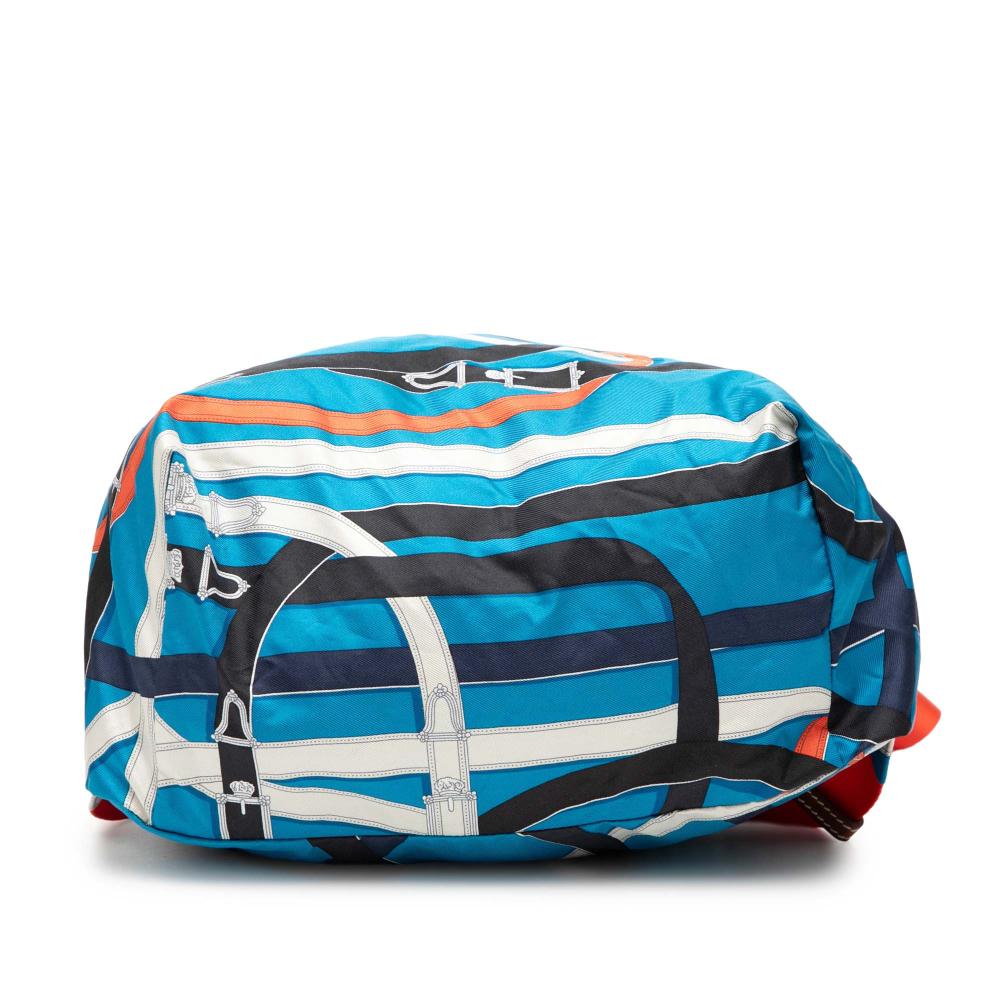 Hermès AB Hermès Blue with Orange Red Orange Silk Fabric and Barenia Cavalcadour Airsilk Backpack France