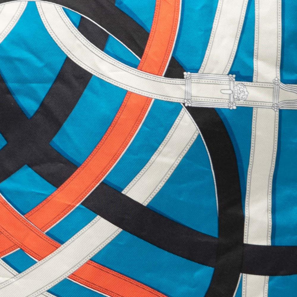 Hermès AB Hermès Blue with Orange Red Orange Silk Fabric and Barenia Cavalcadour Airsilk Backpack France