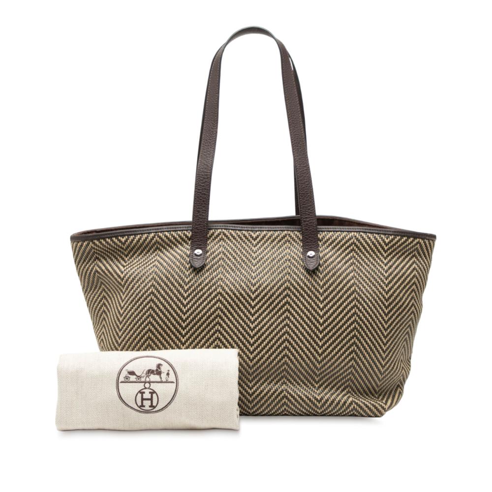 Hermès AB Hermès Brown Dark Brown Polyester Fabric and Leather Chennai MM India