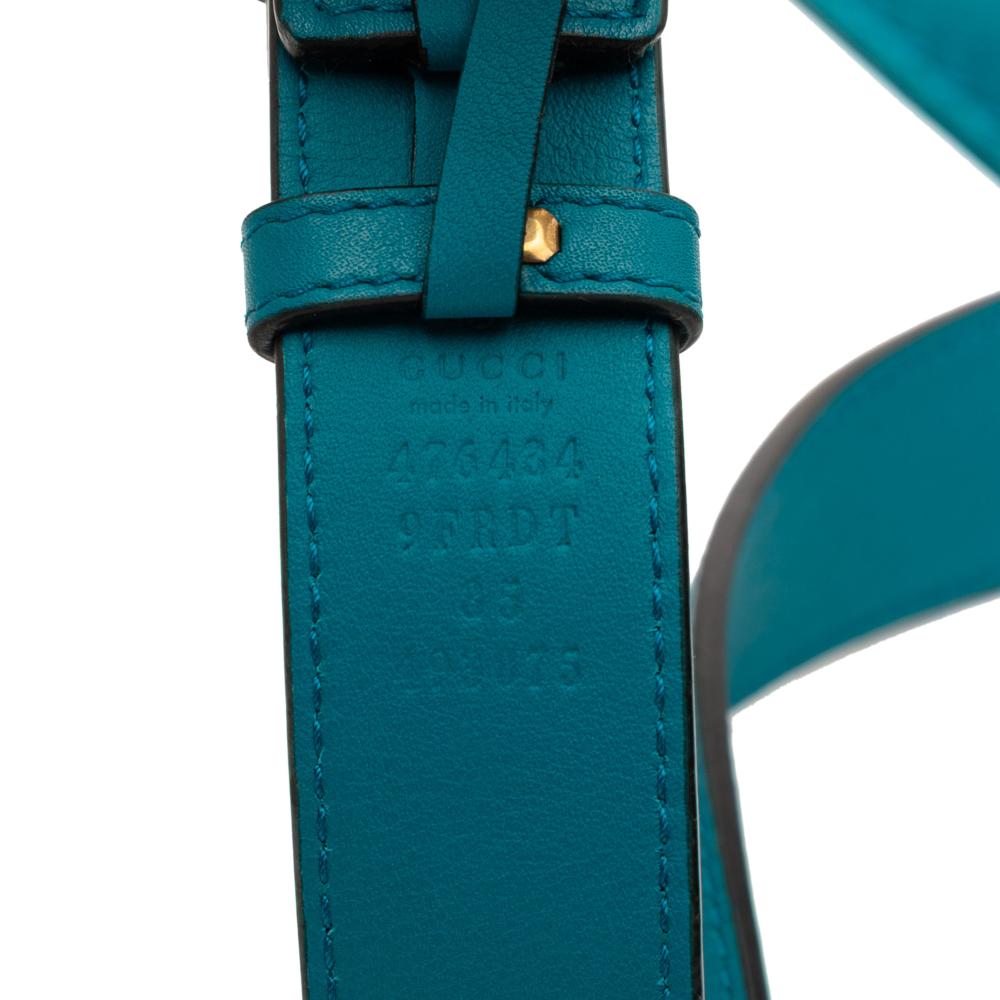 Gucci B Gucci Blue Peacock Velvet Fabric GG Marmont Matelasse Belt Bag Italy