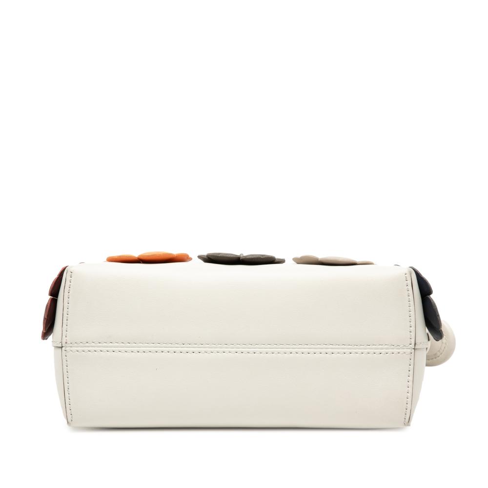 Fendi AB Fendi White Calf Leather Mini By The Way Flowerland Satchel Italy