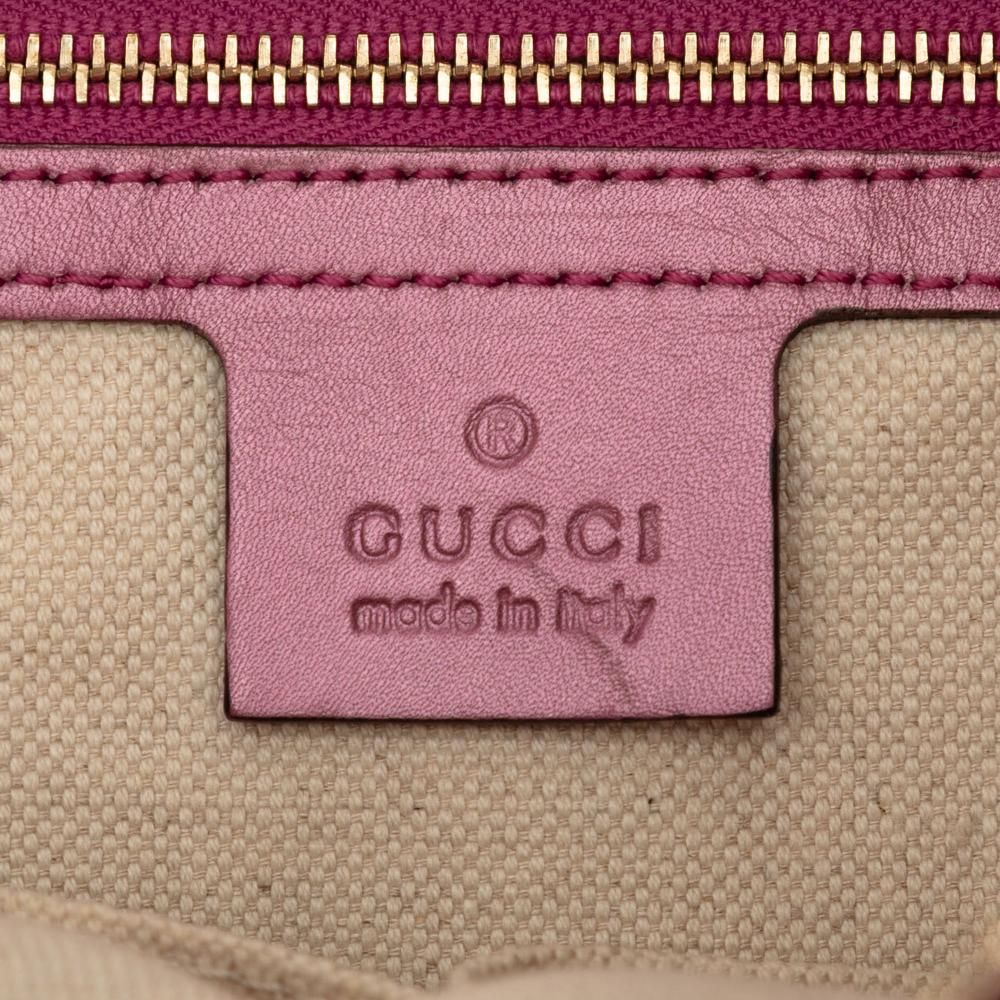 Gucci B Gucci Brown Beige Canvas Fabric GG Heart Bit Shoulder Bag Italy