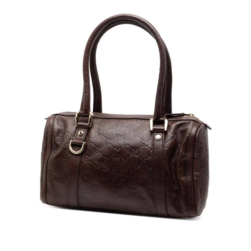 Gucci B Gucci Brown Dark Brown Calf Leather Guccissima Abbey D Ring Boston Bag Italy