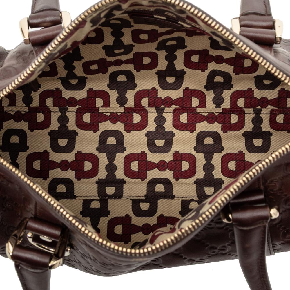 Gucci B Gucci Brown Dark Brown Calf Leather Guccissima Abbey D Ring Boston Bag Italy