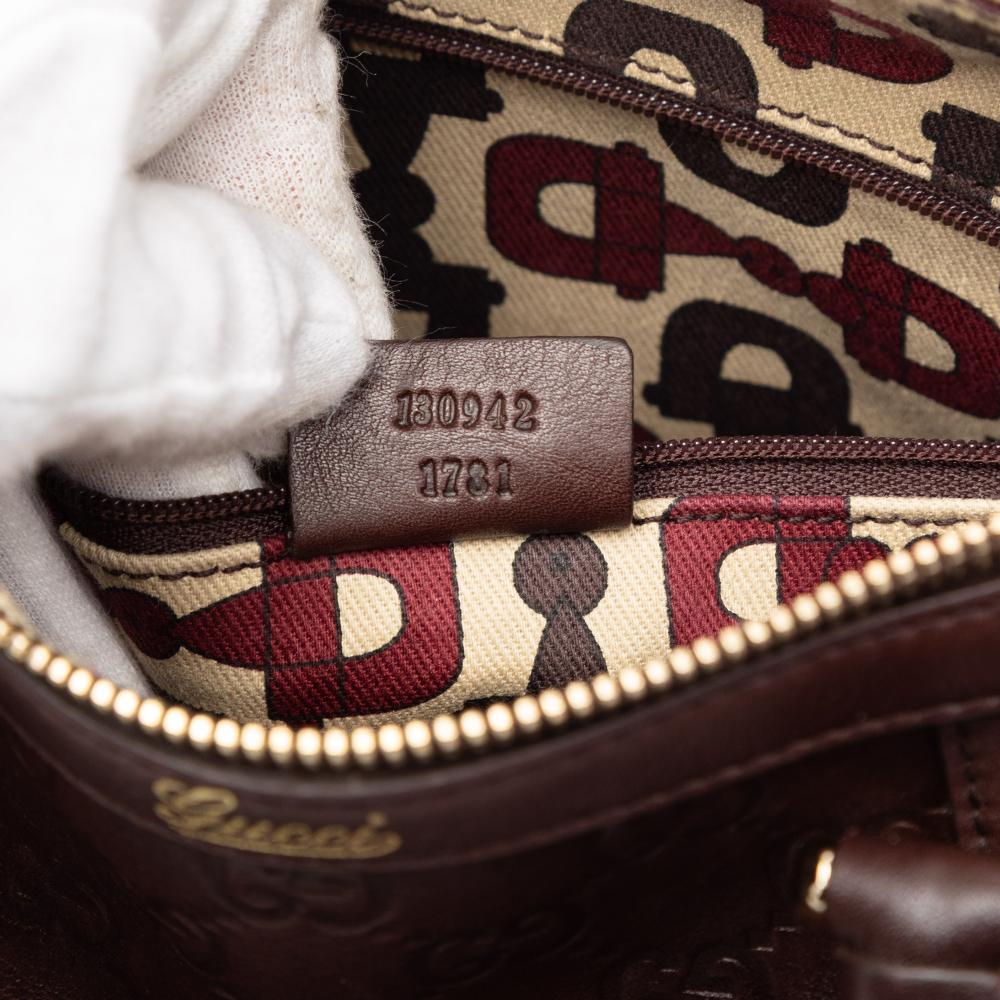 Gucci B Gucci Brown Dark Brown Calf Leather Guccissima Abbey D Ring Boston Bag Italy