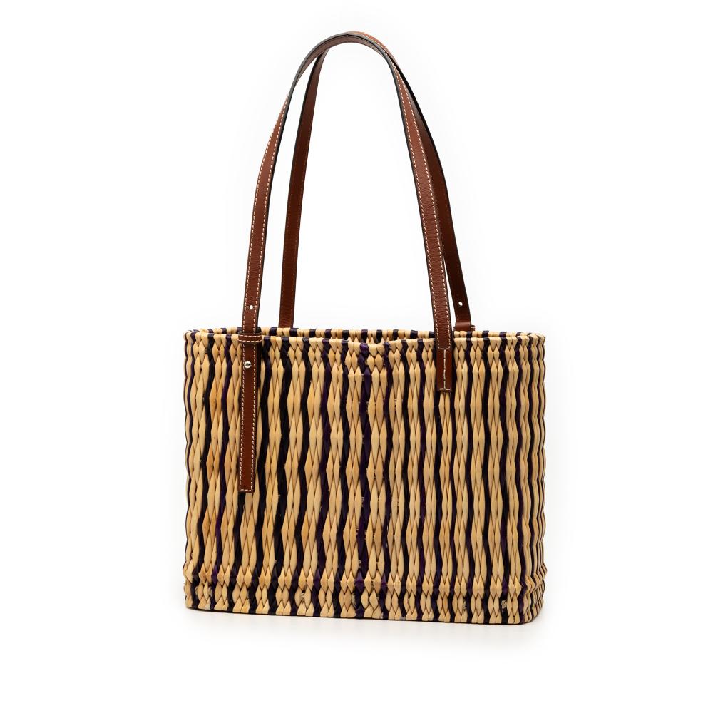 Loewe B LOEWE Brown Beige Raffia Natural Material Square Basket Tote Spain