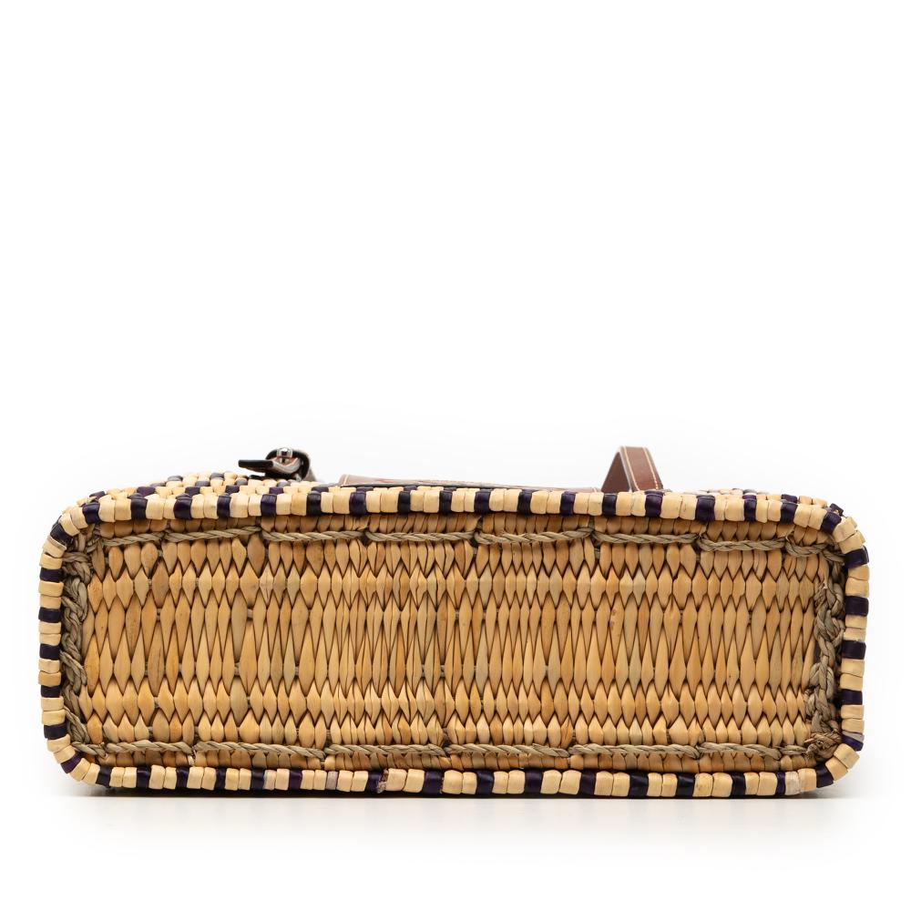 Loewe B LOEWE Brown Beige Raffia Natural Material Square Basket Tote Spain
