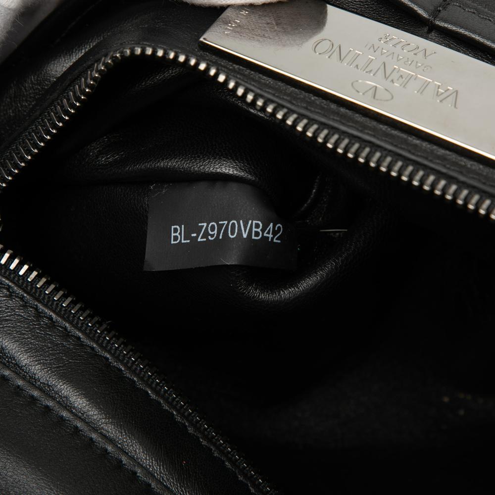 Valentino B Valentino Black Calf Leather Medium Rockstud Trapeze Satchel Italy