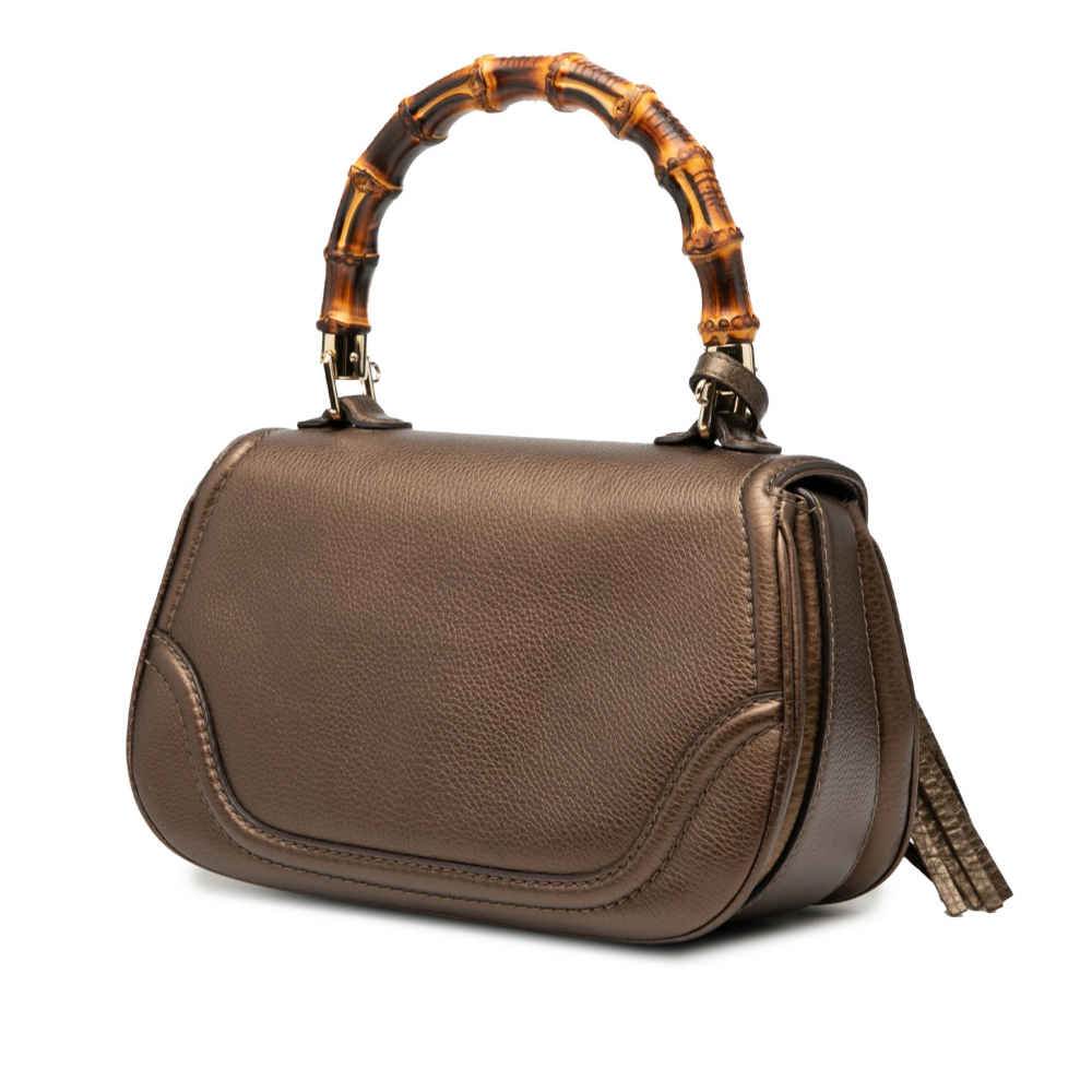 Gucci Bamboo Medium Leather Top-handle Handbag Brown