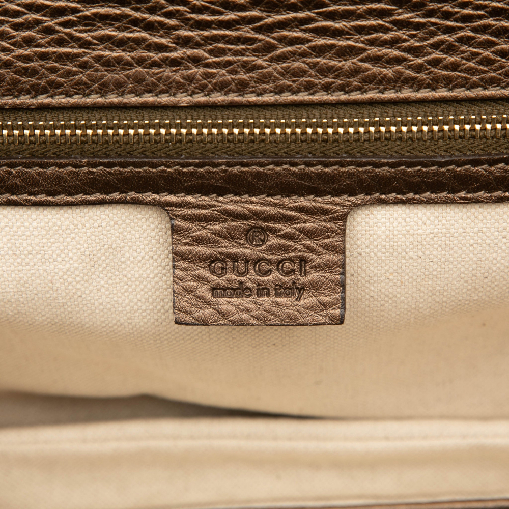 Gucci Bamboo Medium Leather Top-handle Handbag Brown