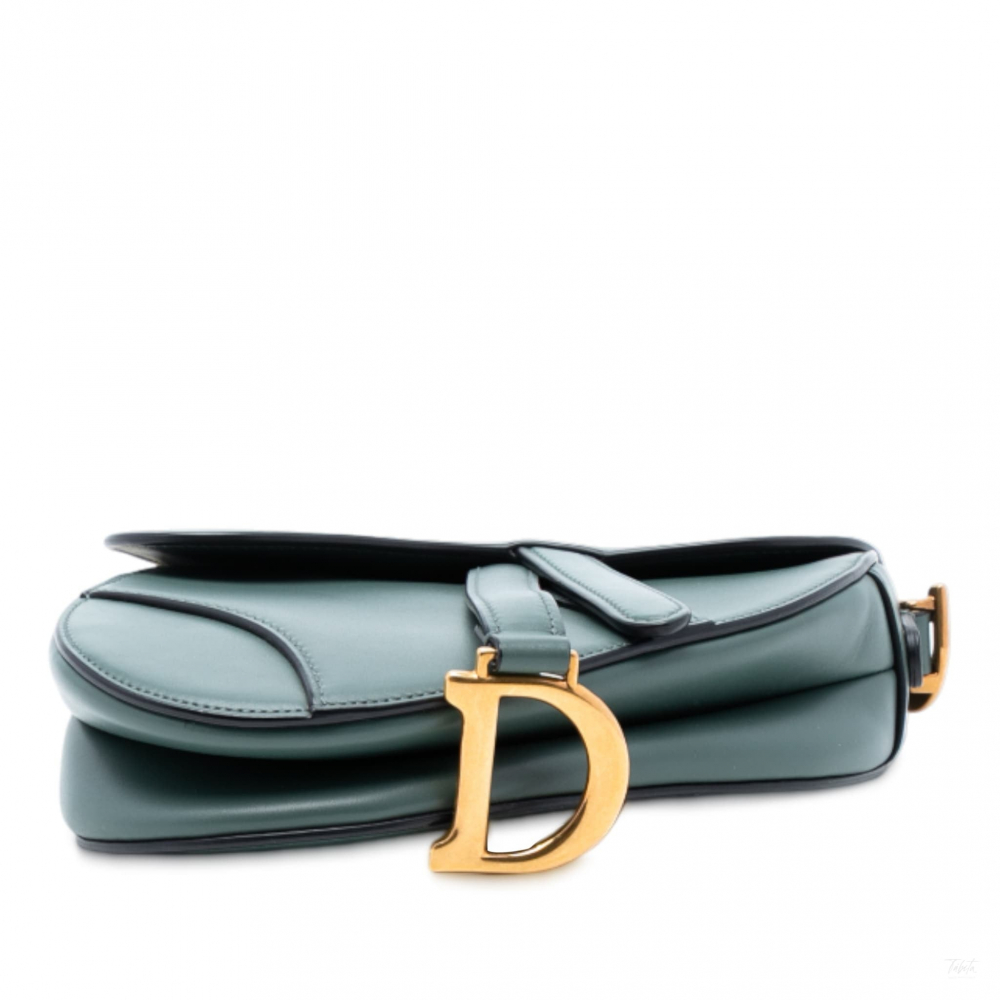 Christian Dior Saddle Mini Smooth Calfskin Leather No Strap Handbag Green