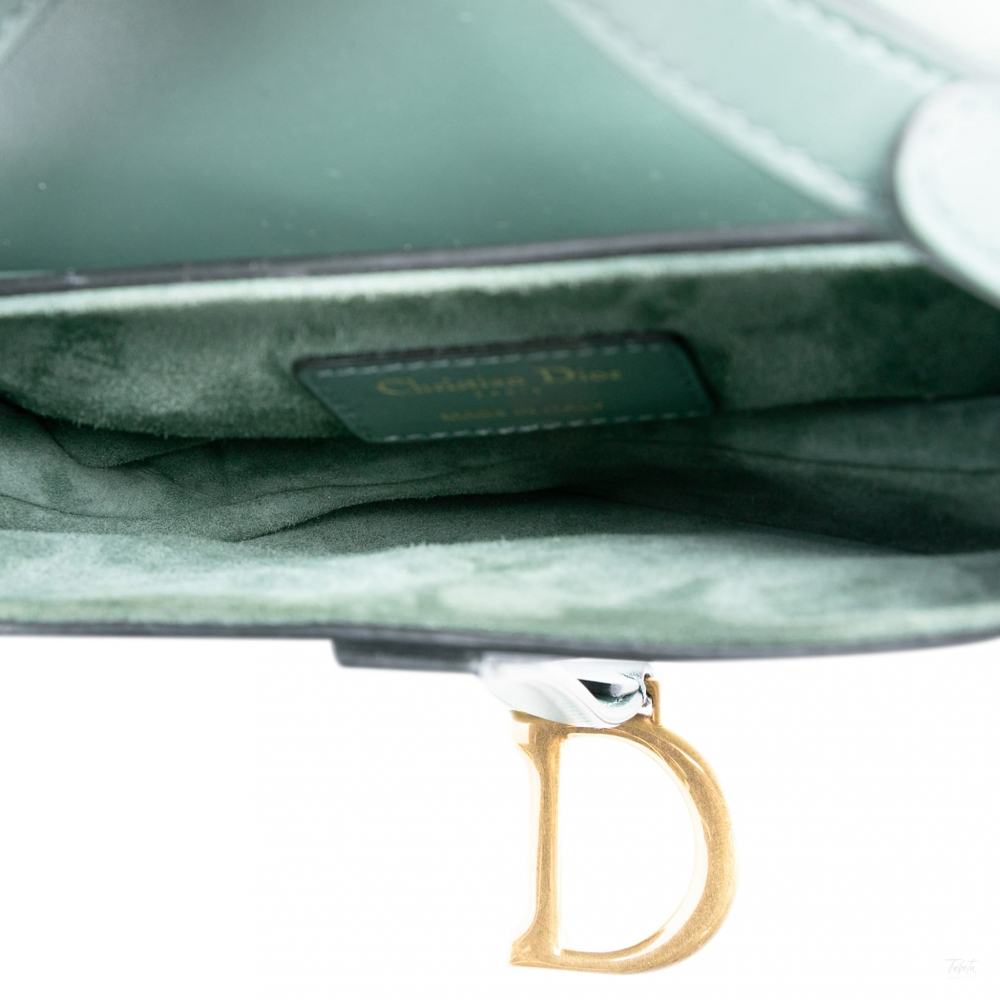 Christian Dior Saddle Mini Smooth Calfskin Leather No Strap Handbag Green