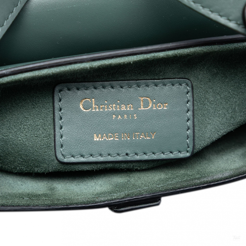 Christian Dior Saddle Mini Smooth Calfskin Leather No Strap Handbag Green