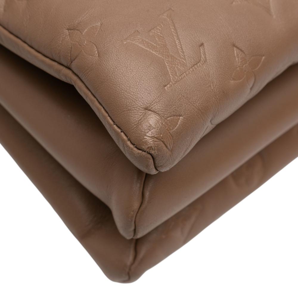 Louis Vuitton B Louis Vuitton Brown Lambskin Leather Leather Monogram Embossed Puffy Lambskin Coussin MM France