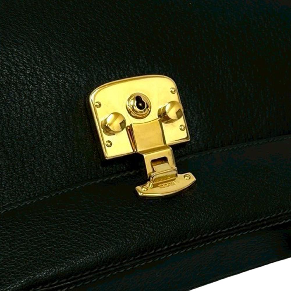 Gucci B Gucci Black Calf Leather Medium Grained skin Bamboo Lady Lock Handbag Italy