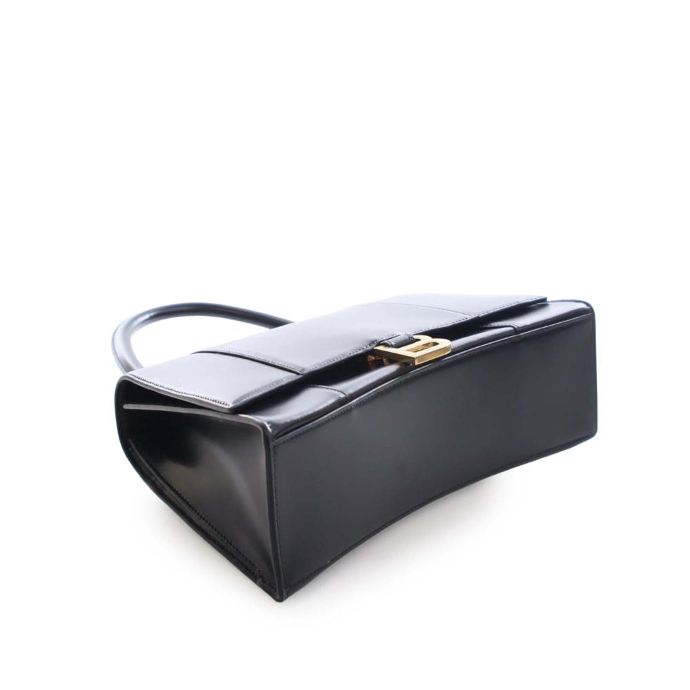 Balenciaga AB Balenciaga Black Calf Leather Medium Smooth skin Hourglass Top Handle Bag Italy