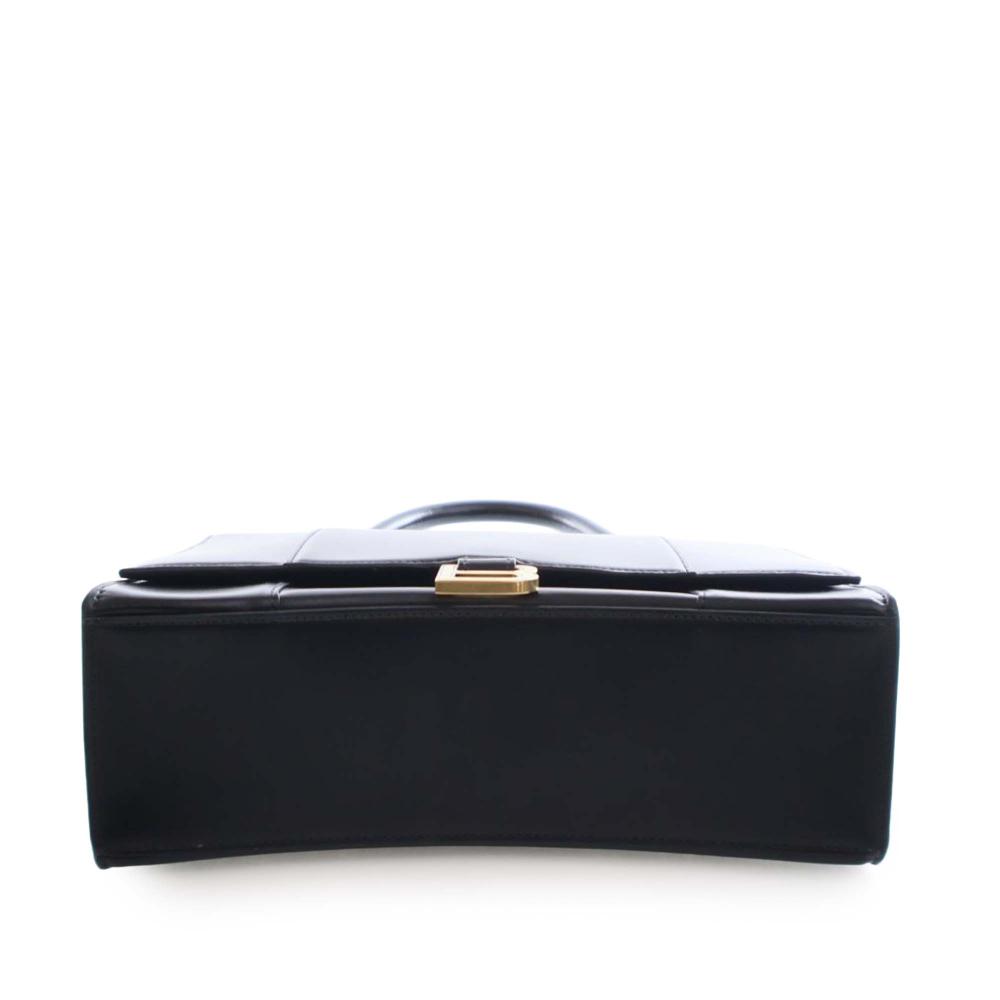 Balenciaga AB Balenciaga Black Calf Leather Medium Smooth skin Hourglass Top Handle Bag Italy